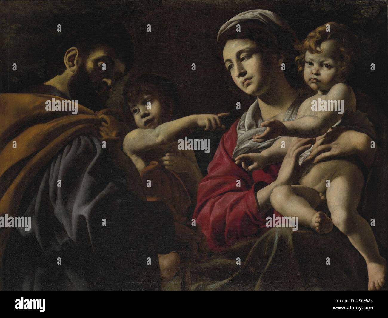 Giovanni battista caracciolo a appelé battistello la sainte famille avec t115403). Banque D'Images