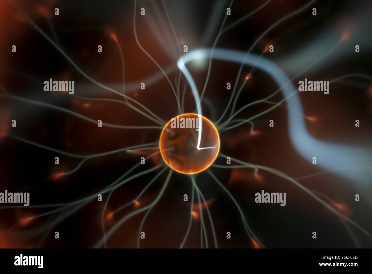 L'image d'une lampe à plasma avec des faisceaux de lumière en mouvement Banque D'Images