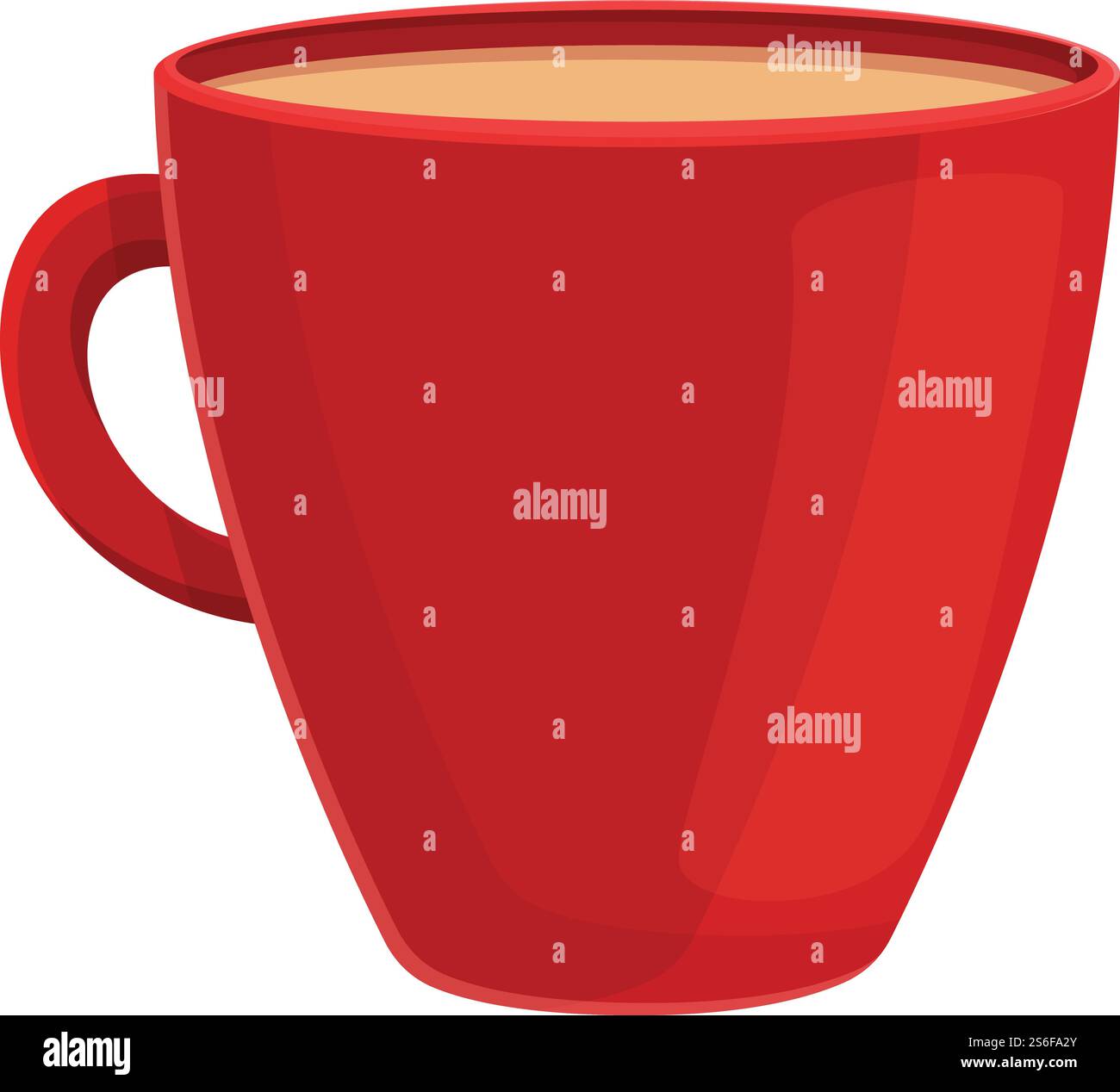 Icône de tasse rouge Latte. Dessin animé de l'icône de vecteur de tasse rouge latte pour la conception de Web isolé sur fond blanc. Icône de tasse rouge latte, style de bande dessinée Illustration de Vecteur