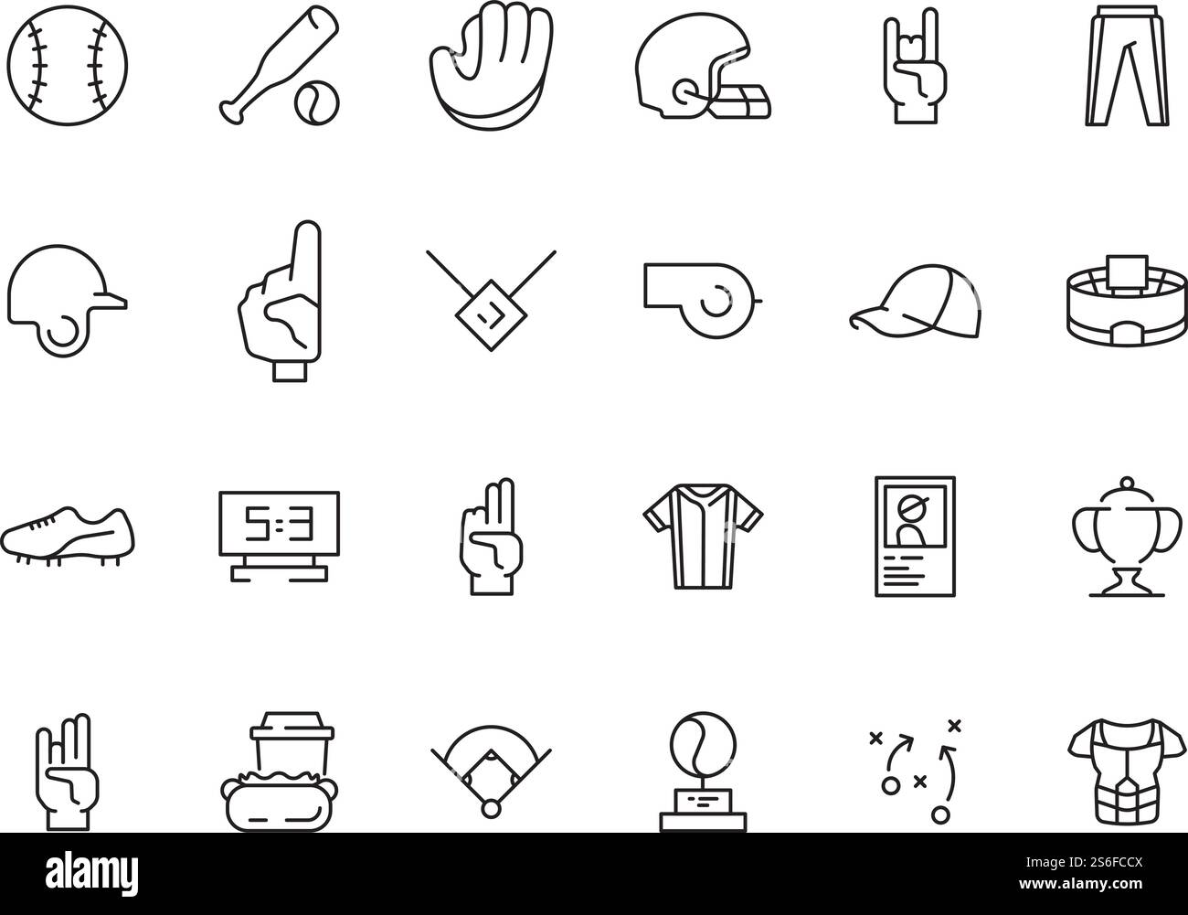 Icônes de baseball sportif. Vecteur de batte de baseball de terrain de symboles de jeu. Balle et terrain pour le baseball, gant de sport et illustration de batte. Icônes de baseball sportif. Vecteur de batte de baseball de terrain de symboles de jeu Illustration de Vecteur