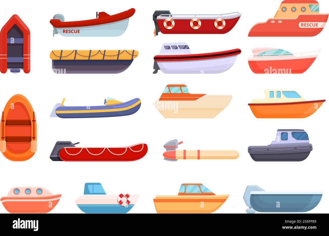 Icônes de bateau de sauvetage définies. Ensemble de dessins animés d'icônes vectorielles de bateau de sauvetage pour la conception Web. Icônes de bateau de sauvetage définies, style de dessin animé Illustration de Vecteur