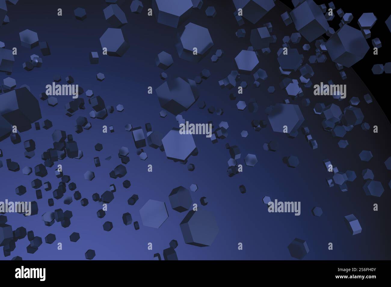 illustration 3d d'un fond hexagonal bleu foncé Banque D'Images