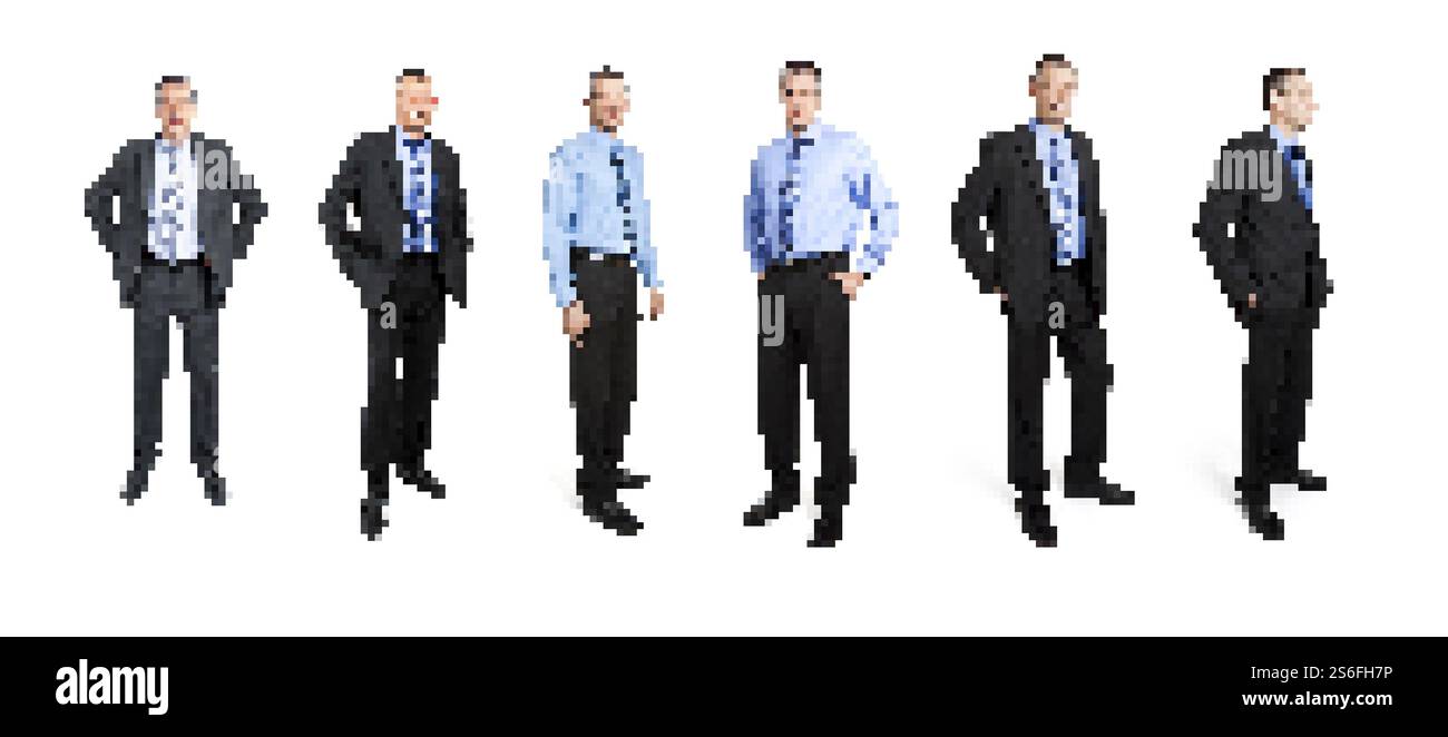 Un ensemble de pixel art business man Banque D'Images