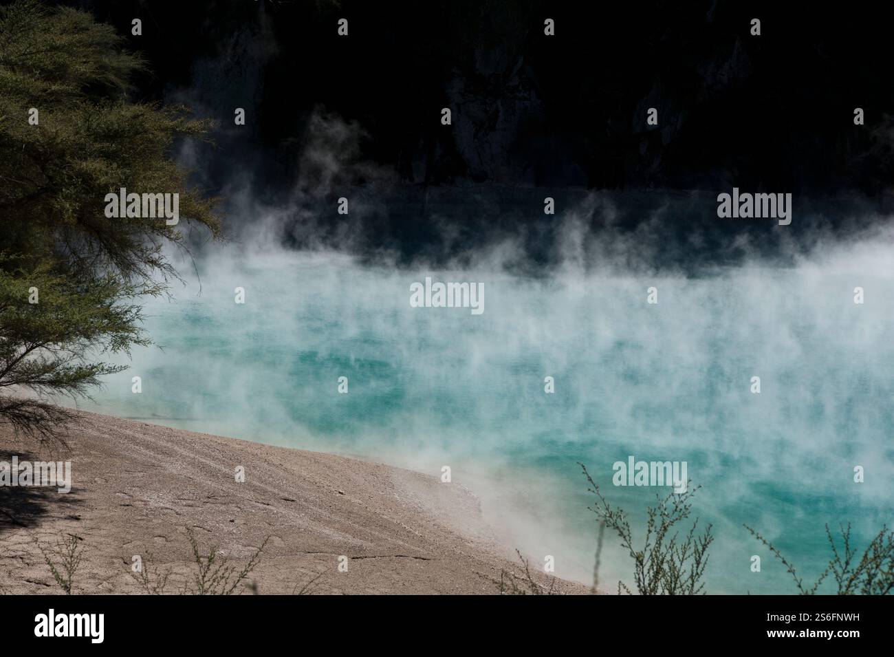 Cratère Inferno dans la vallée du Rift de Waimangu sur l'île du Nord de la Nouvelle-Zélande Banque D'Images