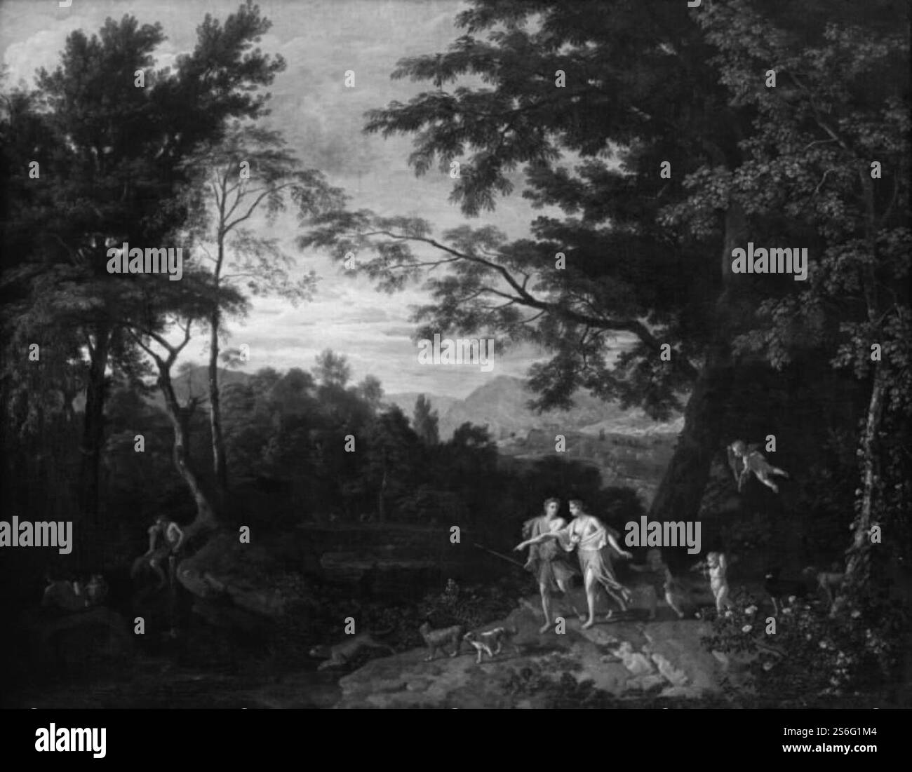 Johannes Glauber, Landskab Med venus og Adonis, Banque D'Images