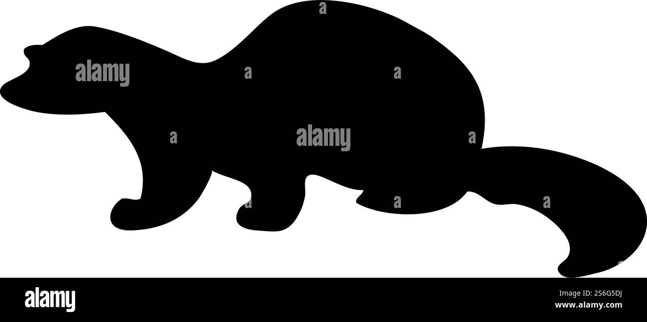 Silhouette de vison américain. Lignes lisses et propres. Silhouette de vison américain très détaillée. Illustration vectorielle.. ensemble silhouettes loups et martres Illustration de Vecteur