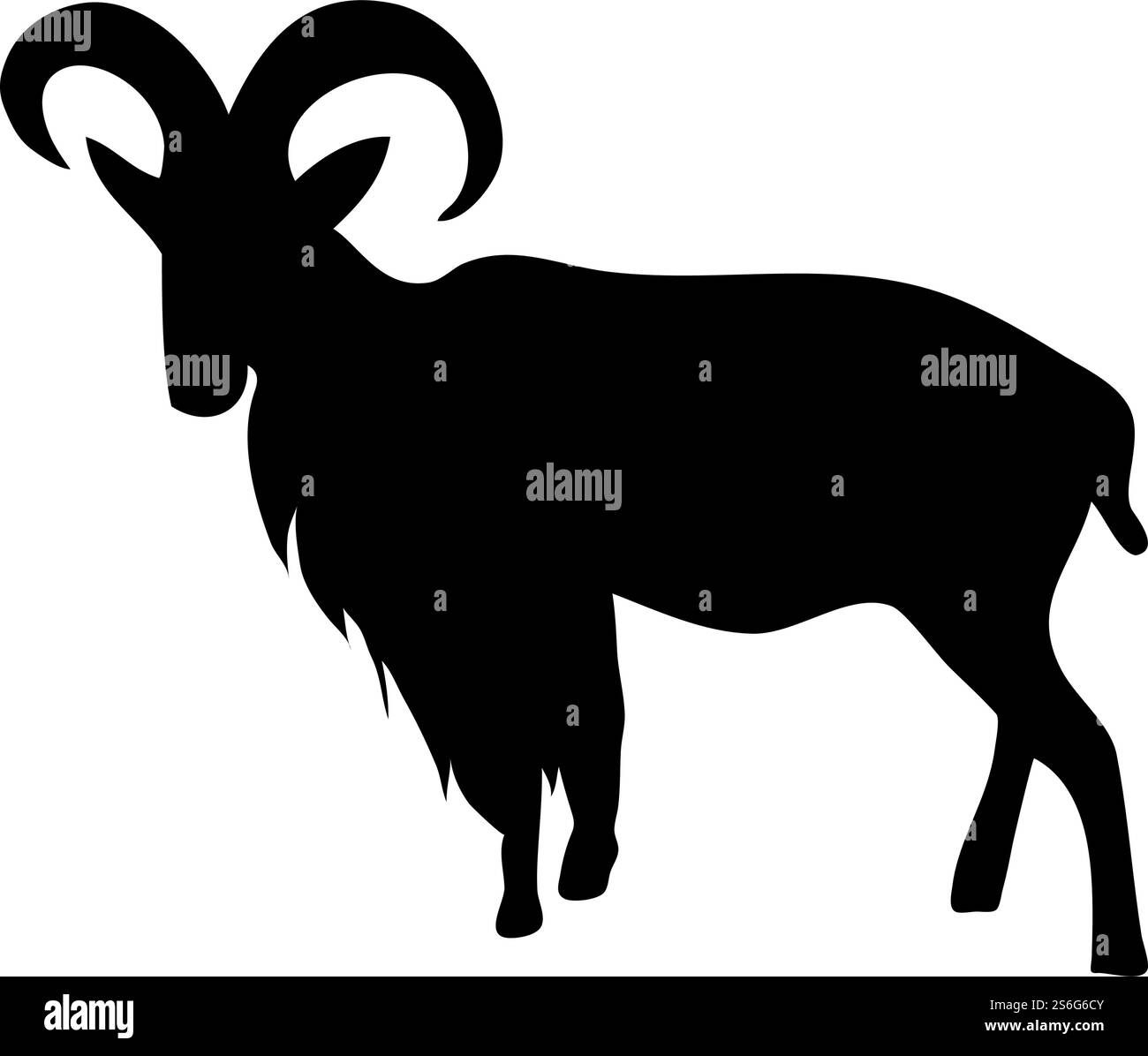 Silhouette de bélier à manteau. Lignes lisses et propres. Silhouette de bélier haute précision. Illustration vectorielle.. ensemble silhouettes de cerfs et de chèvres Illustration de Vecteur