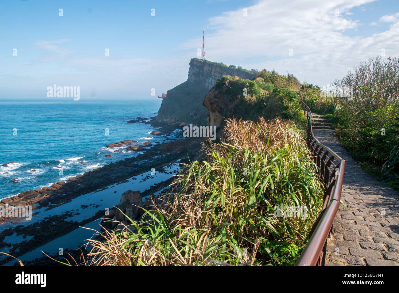 Yehliu Geopark présente de nombreuses formations rocheuses fascinantes sur la ligne courte dans la partie nord de l'île de Taiwan. Banque D'Images