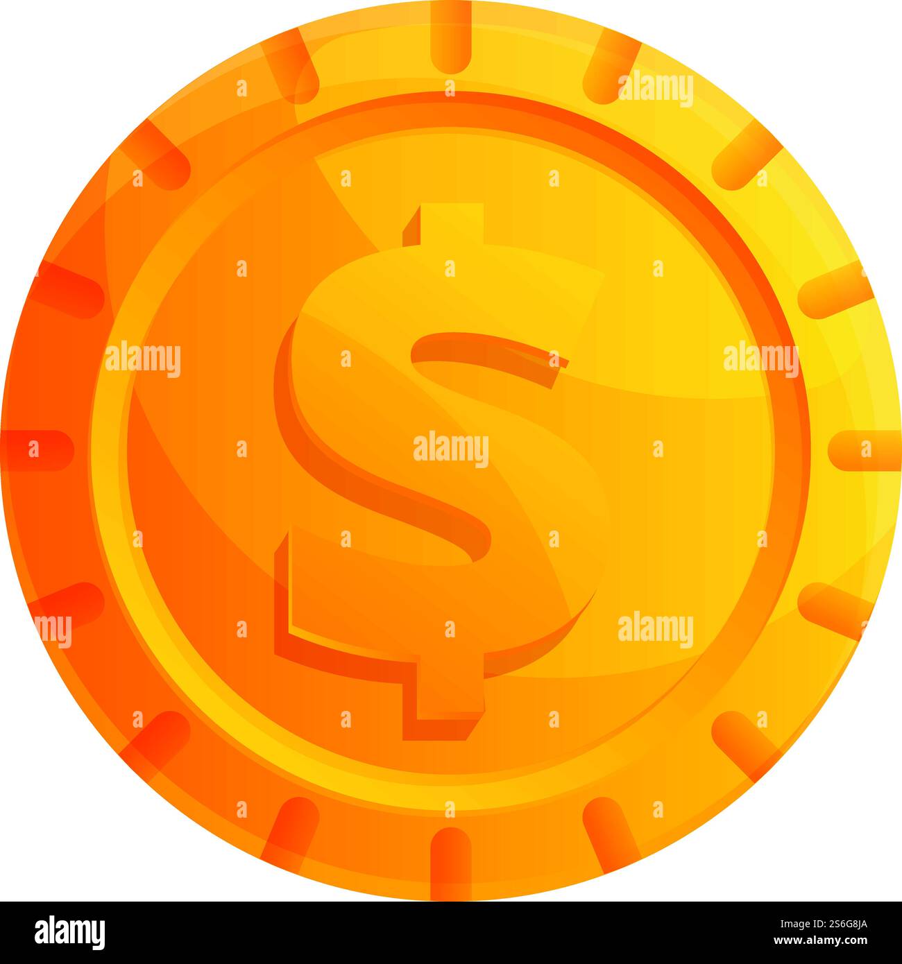 Icône d'interface de pièce d'or. Dessin animé de l'icône de vecteur d'interface de pièce d'or pour la conception de Web isolé sur fond blanc. Icône d'interface de pièce d'or, style de dessin animé Illustration de Vecteur