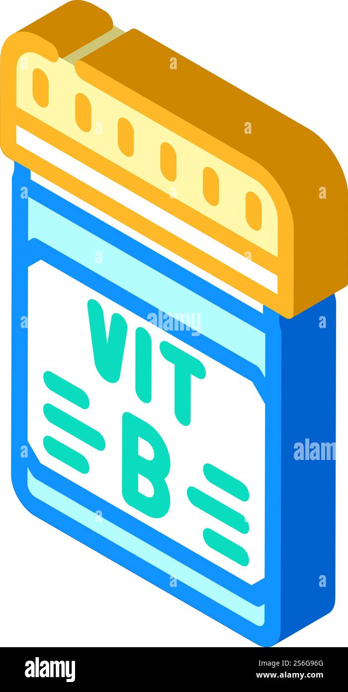vecteur d'icône isométrique de paquet de vitamine b. panneau d'emballage de vitamine b. illustration de symbole isolé. illustration vectorielle d'icône isométrique du paquet de vitamine b. Illustration de Vecteur