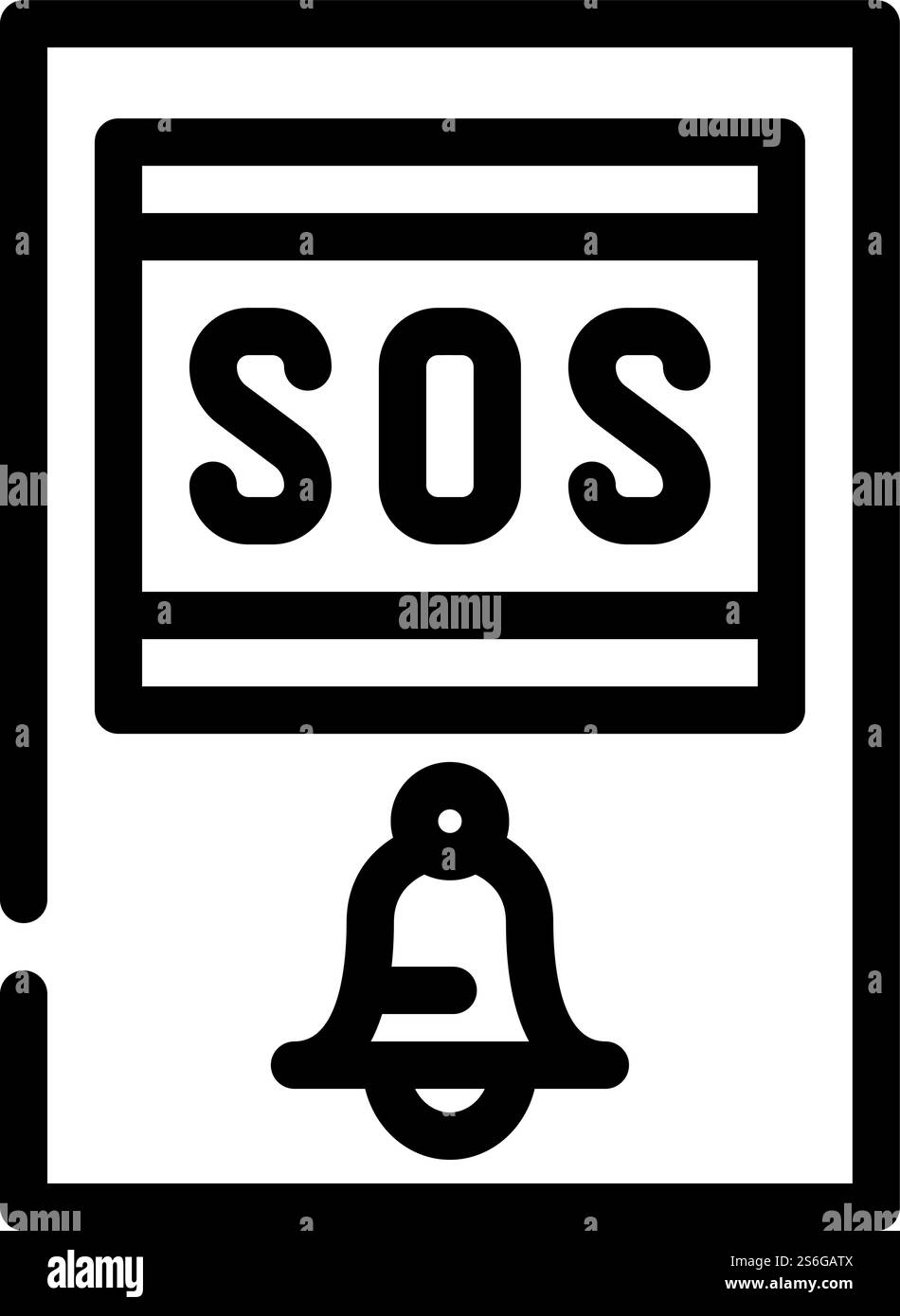 vecteur d'icône de ligne de bouton sos. signe du bouton sos. illustration noire du symbole de contour isolé. illustration vectorielle d'icône de ligne de bouton sos noir Illustration de Vecteur