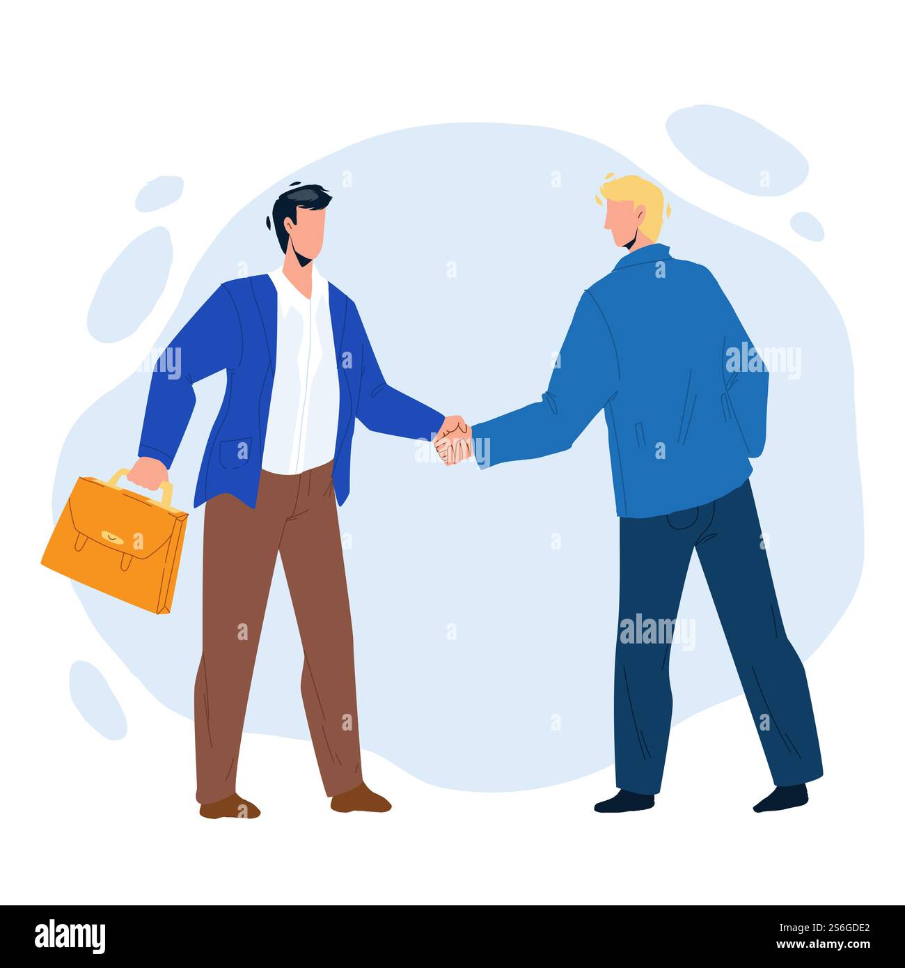 Handshaking hommes d'affaires après succès Deal Vector. Les hommes d'affaires se sont mis à la main ensemble, un accord signé avec succès. Personnages Business Partenariat et coopération Flat Cartoon illustration. Handshaking hommes d'affaires après succès Deal Vector Illustration de Vecteur