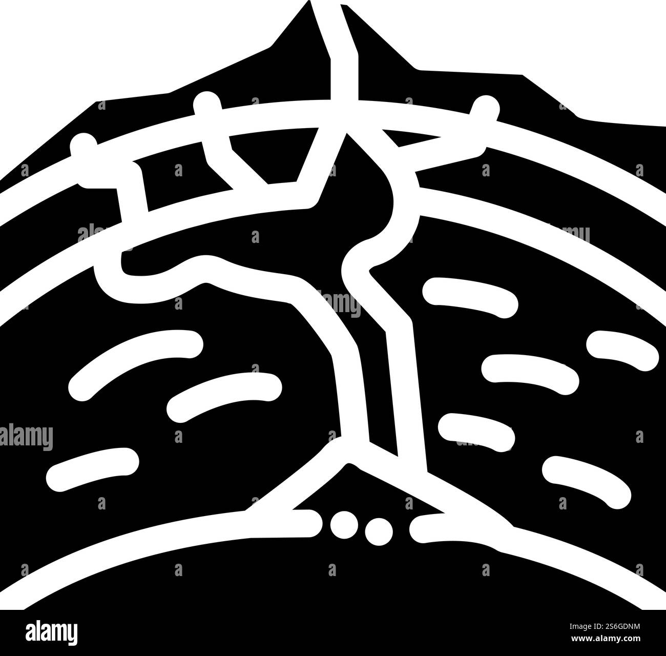 vecteur d'icône de glyphe de processus de formation de volcan. signe de processus de formation de volcans. illustration noire du symbole de contour isolé. illustration vectorielle d'icône de glyphe de processus de formation de volcan Illustration de Vecteur