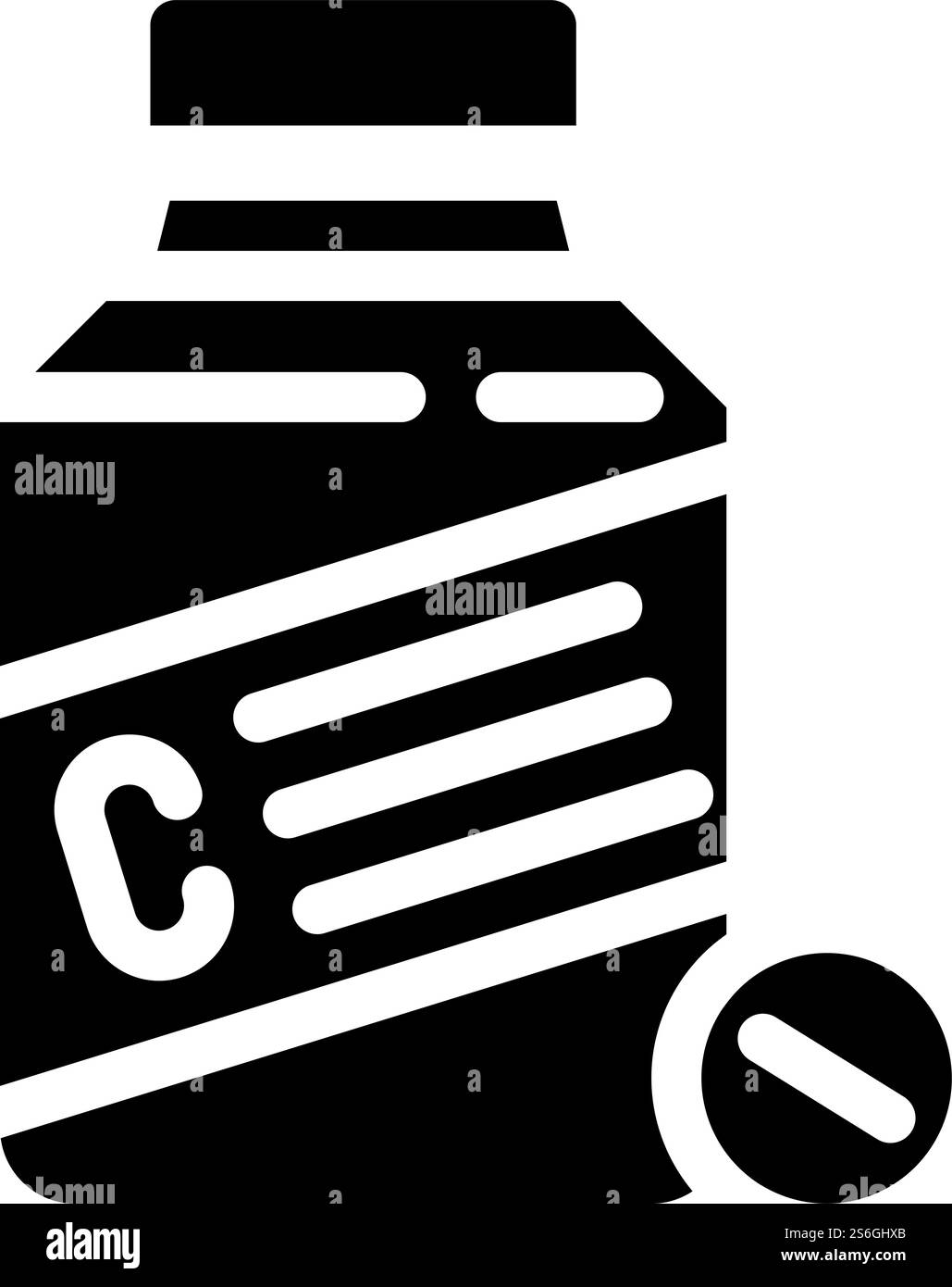 vecteur d'icône de glyphe de vitamine c. signe de vitamine c. illustration noire du symbole de contour isolé. illustration vectorielle d'icône glyphe de vitamine c noir Illustration de Vecteur