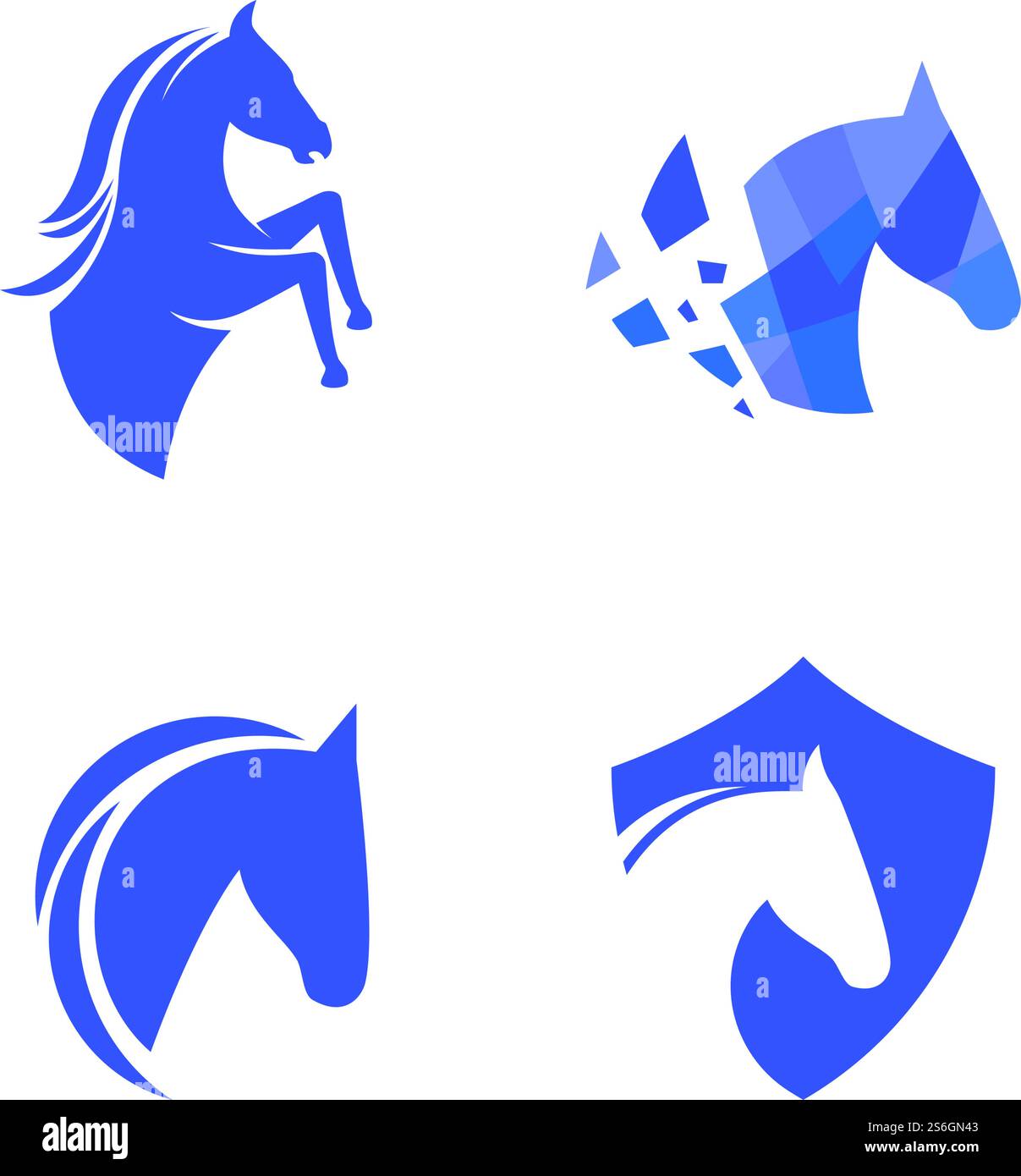 Conception plate de vecteur de logo de cheval Illustration de Vecteur