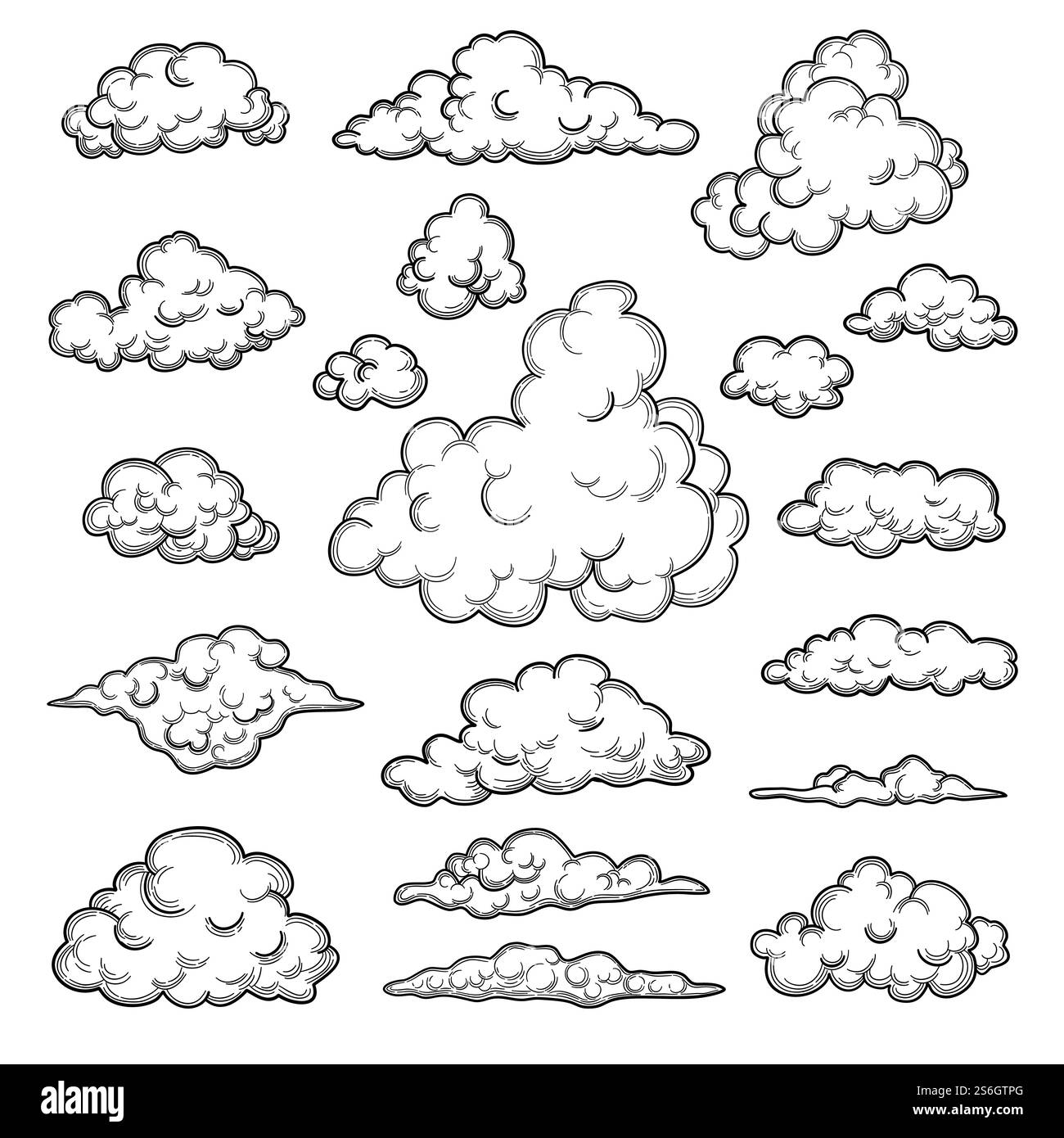 Nuages dessinés à la main. Météo symboles graphiques décoratifs ciel vecteur nature objets vectoriels collection de nuages vectoriels. Illustration temps nuageux, prévision nuageuse. Nuages dessinés à la main. Météo symboles graphiques décoratifs ciel vecteur nature objets vectoriels collection de nuages vectoriels Illustration de Vecteur