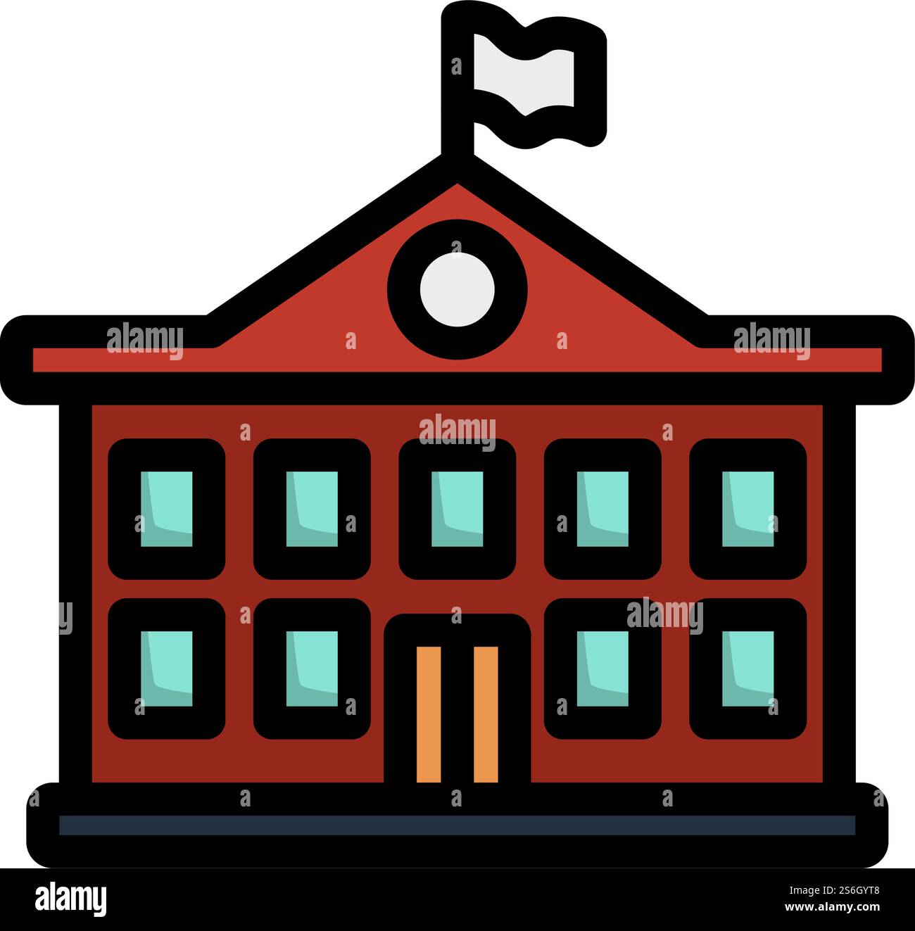 Icône du bâtiment de l'école. Contour gras modifiable avec Color Fill Design. Illustration vectorielle. Illustration de Vecteur