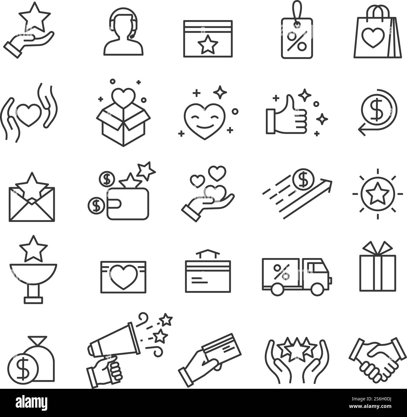 Icônes du programme de fidélité. Remises exclusives, avantages incitatifs pour les clients et points de présentation. Symboles de ligne vectorielle d'interface de site Web d'achat. Programme de fidélité et de réduction, illustration de promotion bonus. Icônes du programme de fidélité. Remises exclusives, avantages incitatifs pour les clients et points de présentation. Symboles de ligne vectorielle d'interface de site Web d'achat Illustration de Vecteur