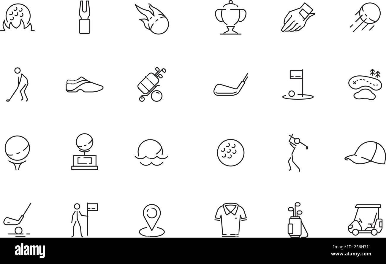 Icône du golf. Sac de symboles vectoriels de club de sport avec des bâtons fusées mini balles de golf voiture. Voiture de golf, illustration d'icônes de jeu de sport. Icône du golf. Sac de symboles vectoriels de club de sport avec des bâtons fusées mini balles de golf voiture Illustration de Vecteur