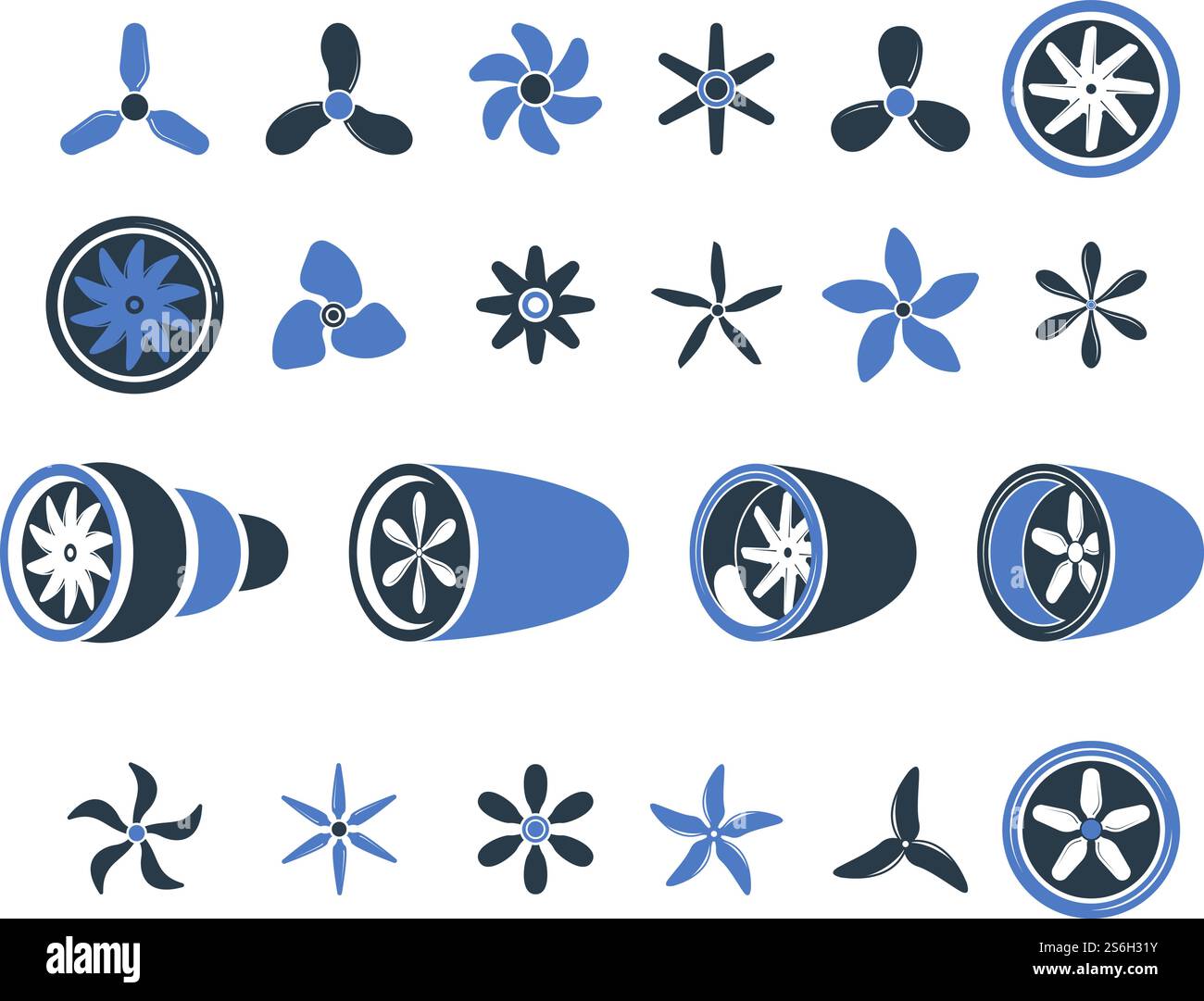 Moteurs d'avion. Symboles de turbine à hélice équipement d'avion détaillant le vecteur d'aviation. Illustration rotor et turbo aviation, ventilateur à aubes, turboréacteur moteur. Moteurs d'avion. Symboles de turbine à hélice équipement d'avion détaillant le vecteur d'aviation Illustration de Vecteur
