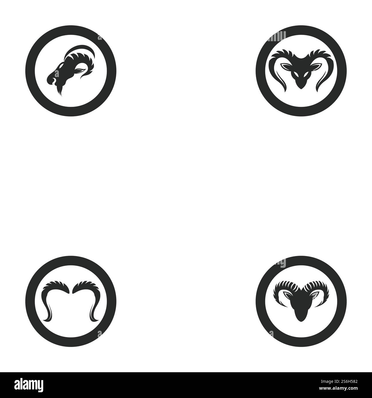 Icône de silhouette de modèle de logo de tête de béliers Illustration de Vecteur