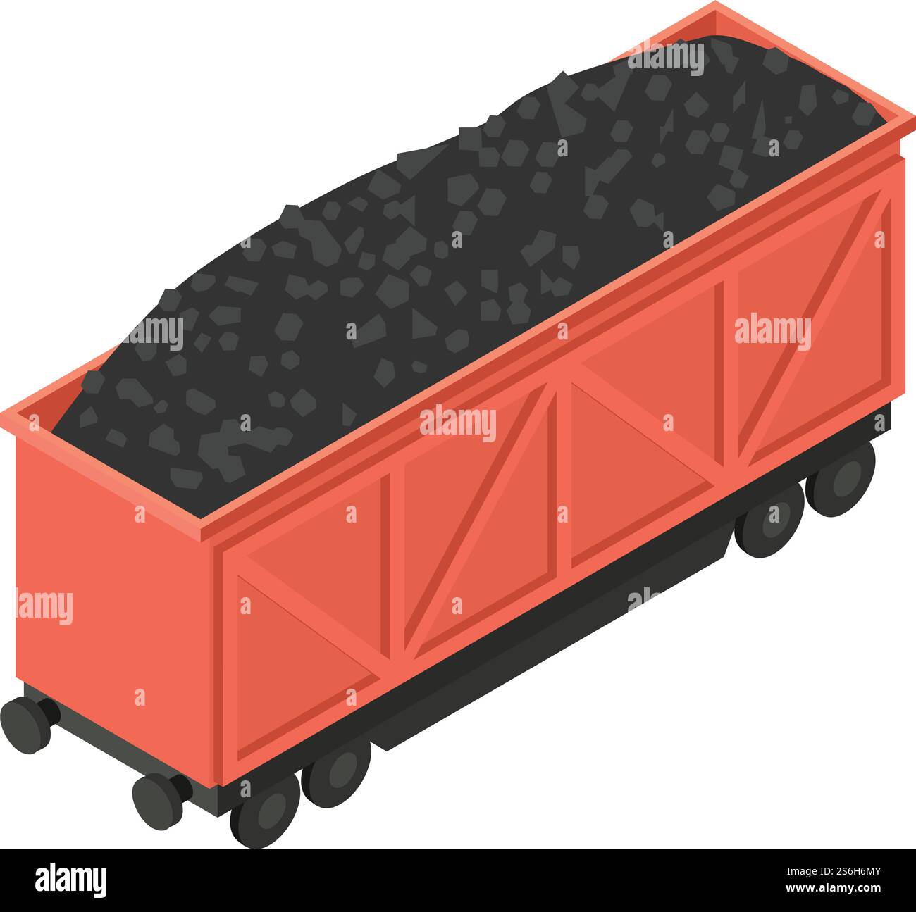 Icône de fourgonnette pleine grandeur. Isométrique de l'icône de vecteur de wagon complet de charbon pour la conception de Web isolé sur fond blanc. Icône de fourgonnette pleine grandeur, style isométrique Illustration de Vecteur