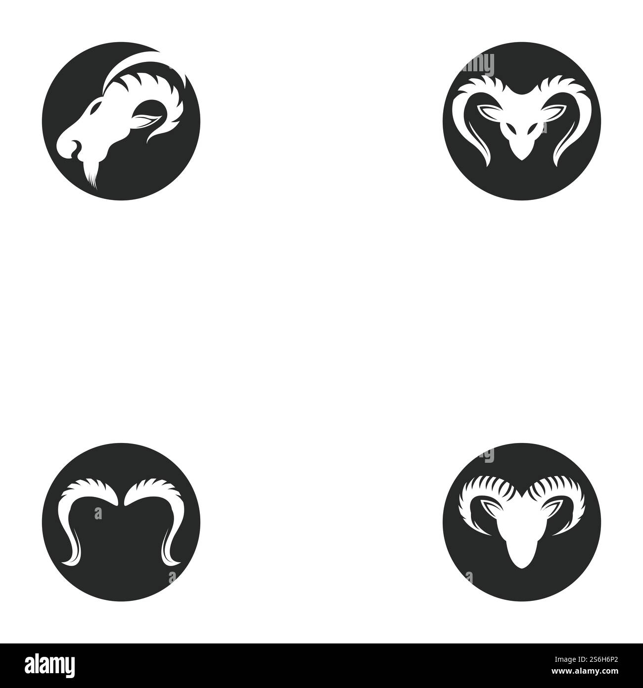 Icône de silhouette de modèle de logo de tête de béliers Illustration de Vecteur