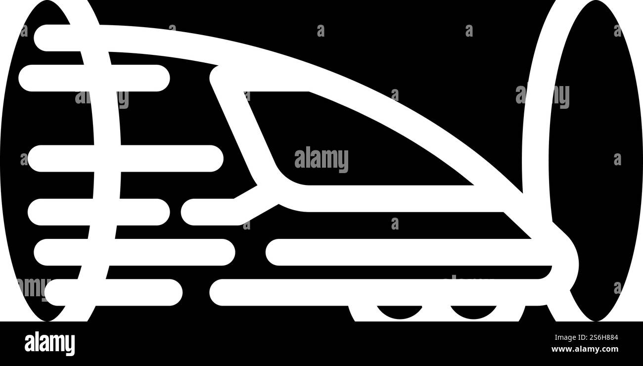vecteur d'icône de glyphe ferroviaire hyperloop. enseigne de chemin de fer hyperloop. illustration noire du symbole de contour isolé. illustration vectorielle d'icône de glyphe ferroviaire hyperloop Illustration de Vecteur