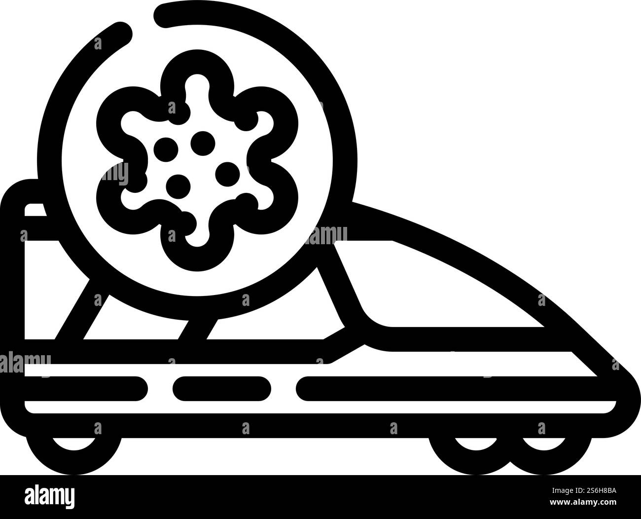 vecteur d'icône de ligne de train infecté. signe de train infecté. illustration noire du symbole de contour isolé. illustration vectorielle d'icône de ligne de train infectée Illustration de Vecteur