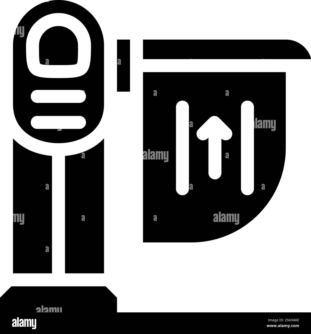vecteur d'icône de glyphe ferroviaire limiteur. panneau limiteur pour voie ferrée. illustration noire du symbole de contour isolé. illustration vectorielle d'icône de glyphe ferroviaire limiteur Illustration de Vecteur