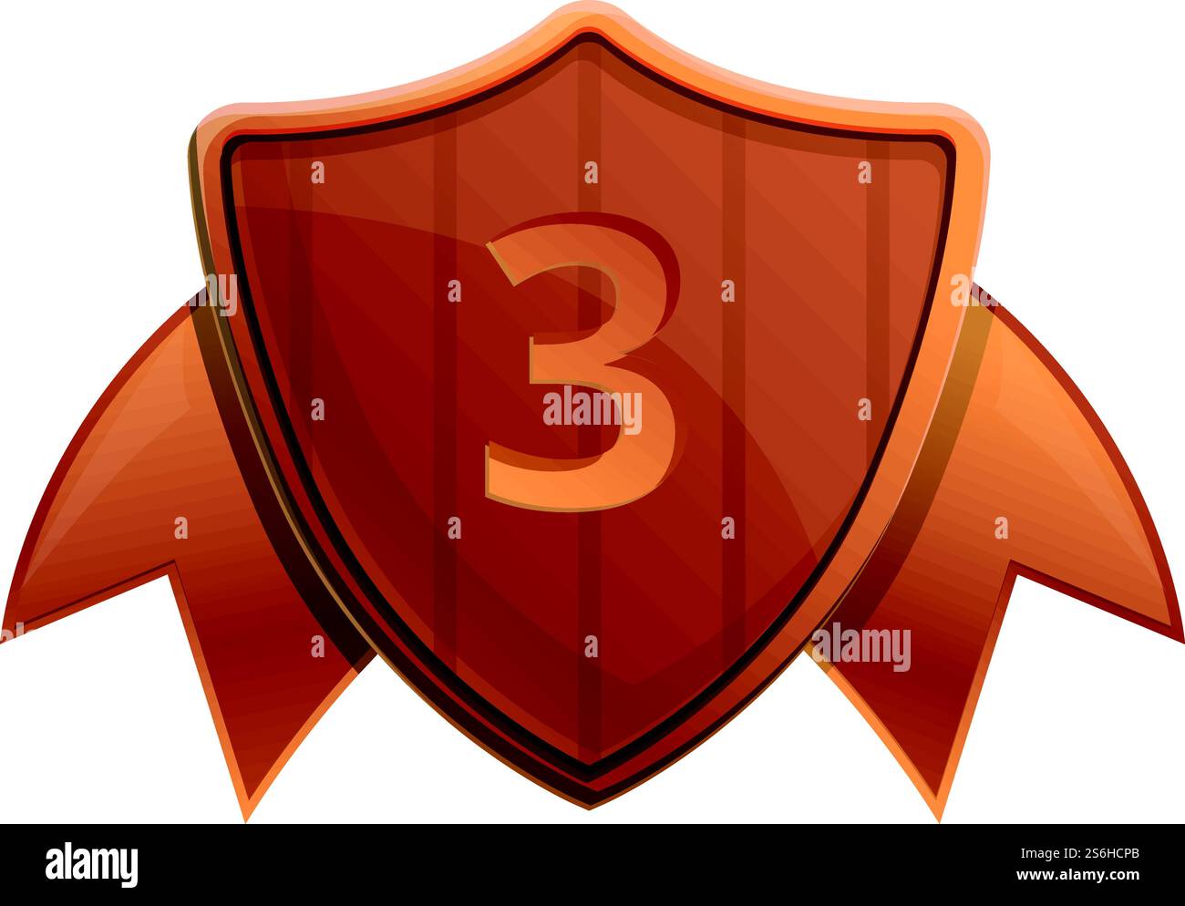 Icône de protection de troisième place. Dessin animé de l'icône de vecteur de bouclier de troisième place pour la conception de Web isolé sur fond blanc. Icône de bouclier de troisième place, style de dessin animé Illustration de Vecteur