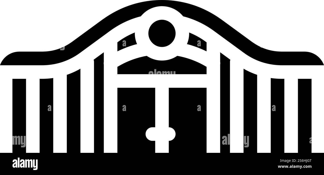 vecteur d'icône de glyphe de gare ferroviaire. panneau de gare ferroviaire. illustration noire du symbole de contour isolé. illustration vectorielle d'icône de glyphe de gare Illustration de Vecteur