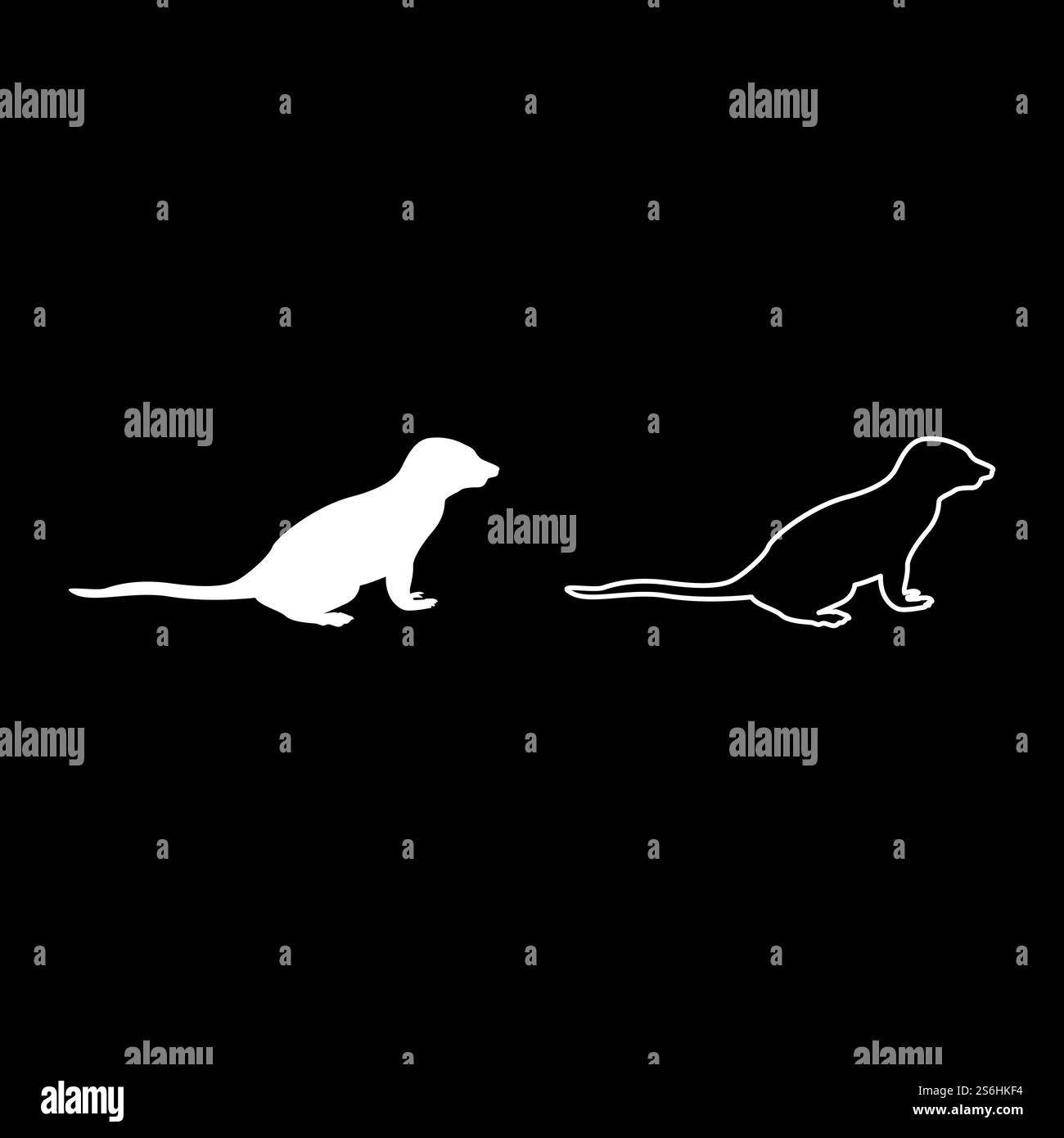 Suricate dans la pose Suricata Suricatta silhouette blanche illustration vectorielle de couleur solide style image simple. Suricat dans pose Suricata Suricatta silhouette de vecteur de couleur blanche illustration de style plein contour Illustration de Vecteur
