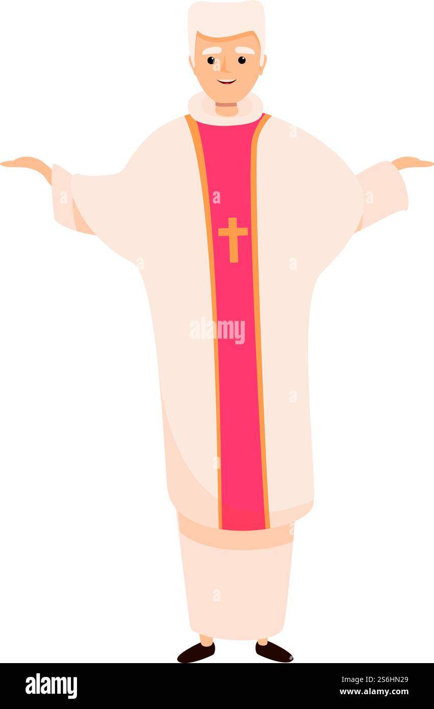 Icône de prêtre souriant. Dessin animé de l'icône vectorielle de prêtre souriant pour la conception de Web isolé sur fond blanc. Icône de prêtre souriant, style de bande dessinée Illustration de Vecteur