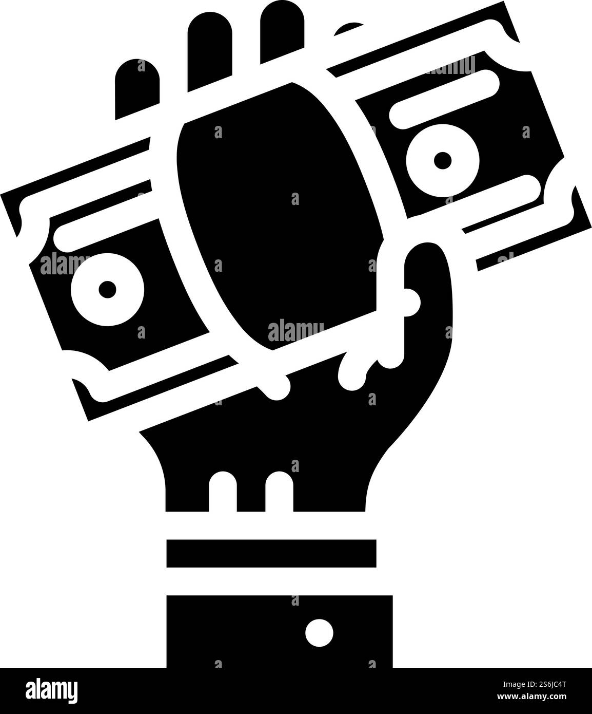 vecteur d'icône de glyphe de pot-de-vin. signe de pot-de-vin. illustration noire du symbole de contour isolé. donner pot-de-vin illustration vectorielle d'icône de glyphe Illustration de Vecteur