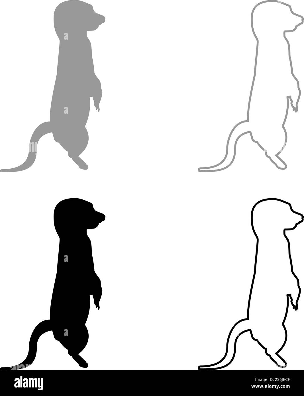 Suricate en pose Suricata Suricatta silhouette gris noir couleur illustration vectorielle solide style contour image simple. Suricate en pose Suricata Suricatta silhouette gris noir couleur illustration vectorielle image de style de contour solide Illustration de Vecteur