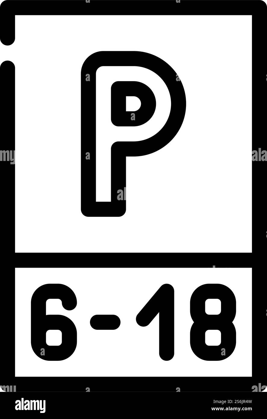 vecteur d'icône de ligne de repère de temps de travail de stationnement. signe de temps de travail de stationnement. illustration noire du symbole de contour isolé. illustration vectorielle d'icône de ligne de repère de temps de travail de stationnement Illustration de Vecteur