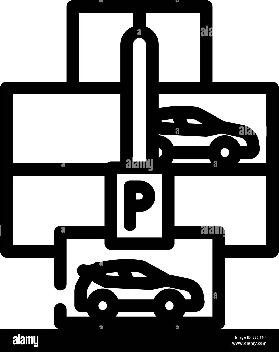 vecteur d'icône de ligne de stationnement à plusieurs niveaux. panneau de stationnement à plusieurs niveaux. illustration noire du symbole de contour isolé. illustration vectorielle d'icône de ligne de stationnement à plusieurs niveaux Illustration de Vecteur