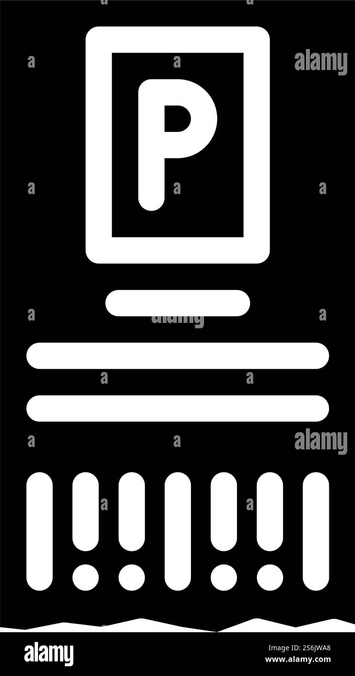 vecteur d'icône de glyphe de stationnement de ticket. panneau de stationnement de billets. illustration noire du symbole de contour isolé. illustration vectorielle d'icône de glyphe de stationnement de billet Illustration de Vecteur