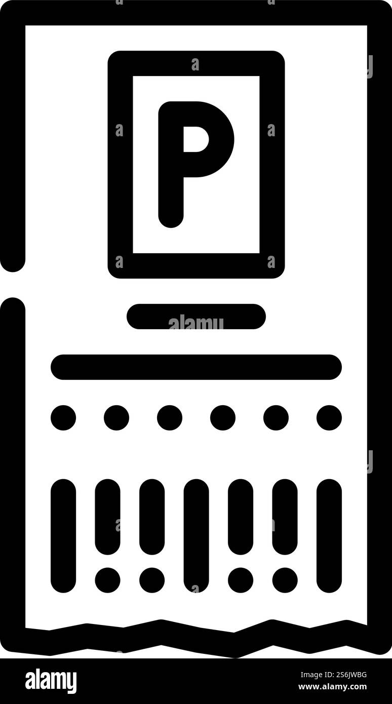 vecteur d'icône de ligne de stationnement de billet. panneau de stationnement de billets. illustration noire du symbole de contour isolé. illustration vectorielle d'icône de ligne de stationnement de billet Illustration de Vecteur