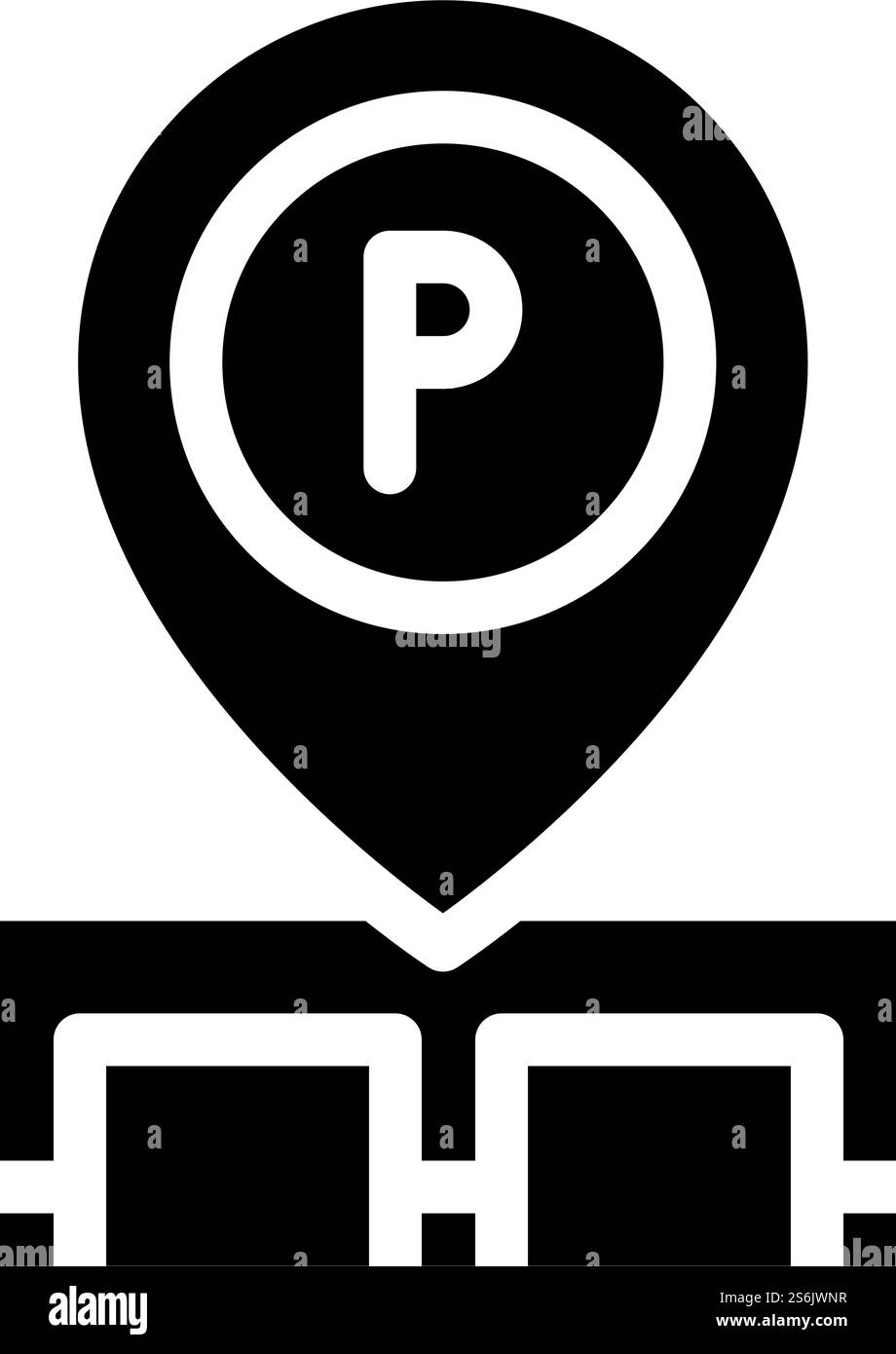 marque gps du vecteur d'icône de glyphe d'emplacement de stationnement. marque gps du panneau d'emplacement de stationnement. illustration noire du symbole de contour isolé. marque gps de l'illustration vectorielle d'icône de glyphe d'emplacement de stationnement Illustration de Vecteur