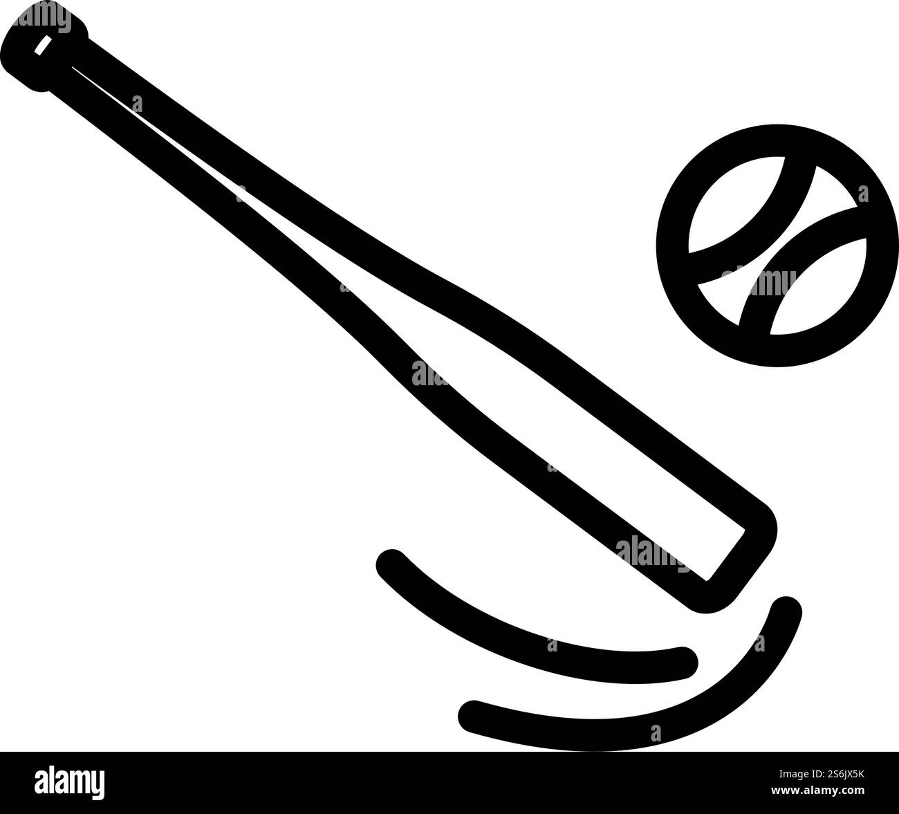 Baseball, mais icône Hits to ball. Conception de contour gras modifiable. Illustration vectorielle. Illustration de Vecteur