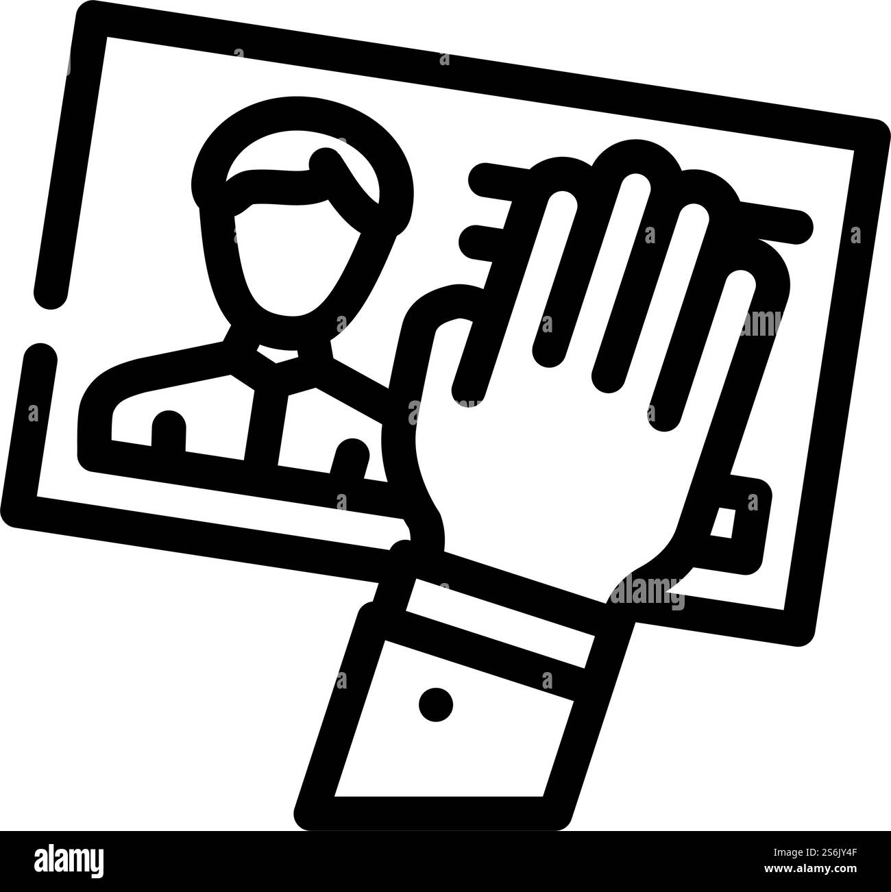 vecteur d'icône de ligne kyc de vol de données client. signe kyc de vol de données client. illustration noire du symbole de contour isolé. illustration vectorielle d'icône de ligne de vol de données client kyc Illustration de Vecteur