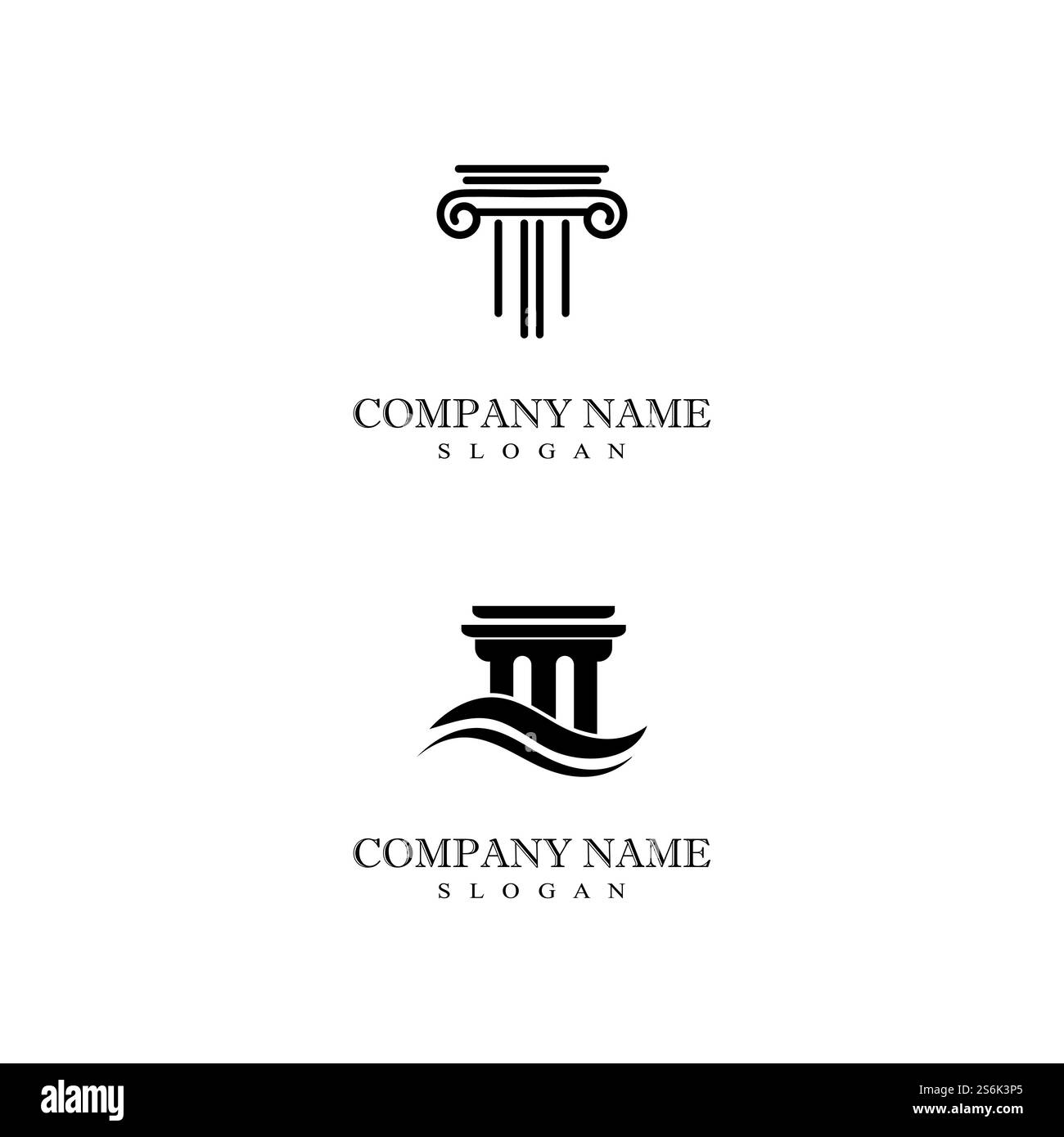 Colonnes de pilier antiques Rome grecque Athènes conception de logo bâtiment historique Illustration de Vecteur