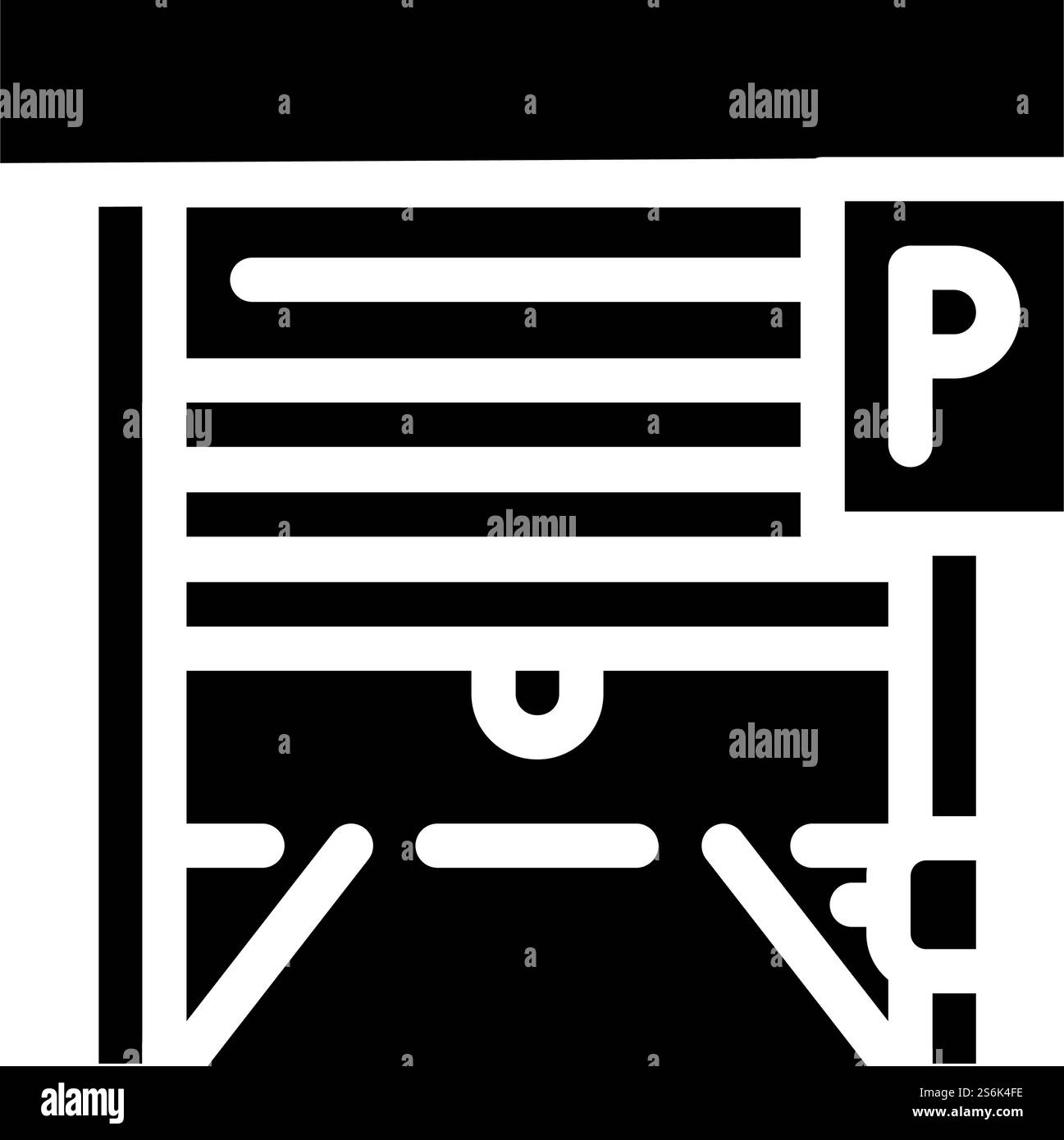vecteur d'icône de glyphe de barrières de stationnement automatique. panneau de barrières de stationnement automatique. illustration noire du symbole de contour isolé. illustration vectorielle d'icône de glyphe de barrières de stationnement automatique Illustration de Vecteur