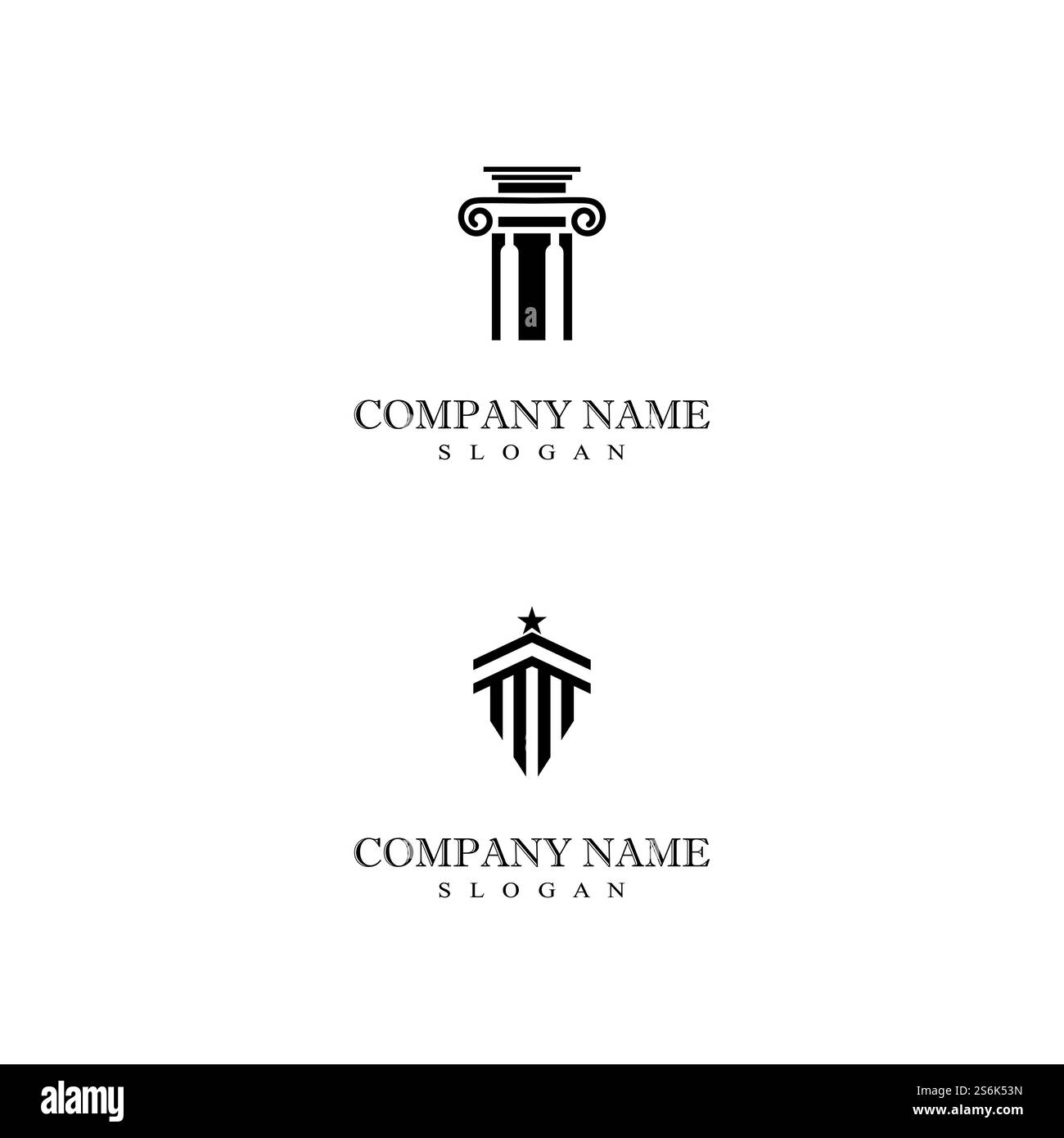 Colonnes de pilier antiques Rome grecque Athènes conception de logo bâtiment historique Illustration de Vecteur