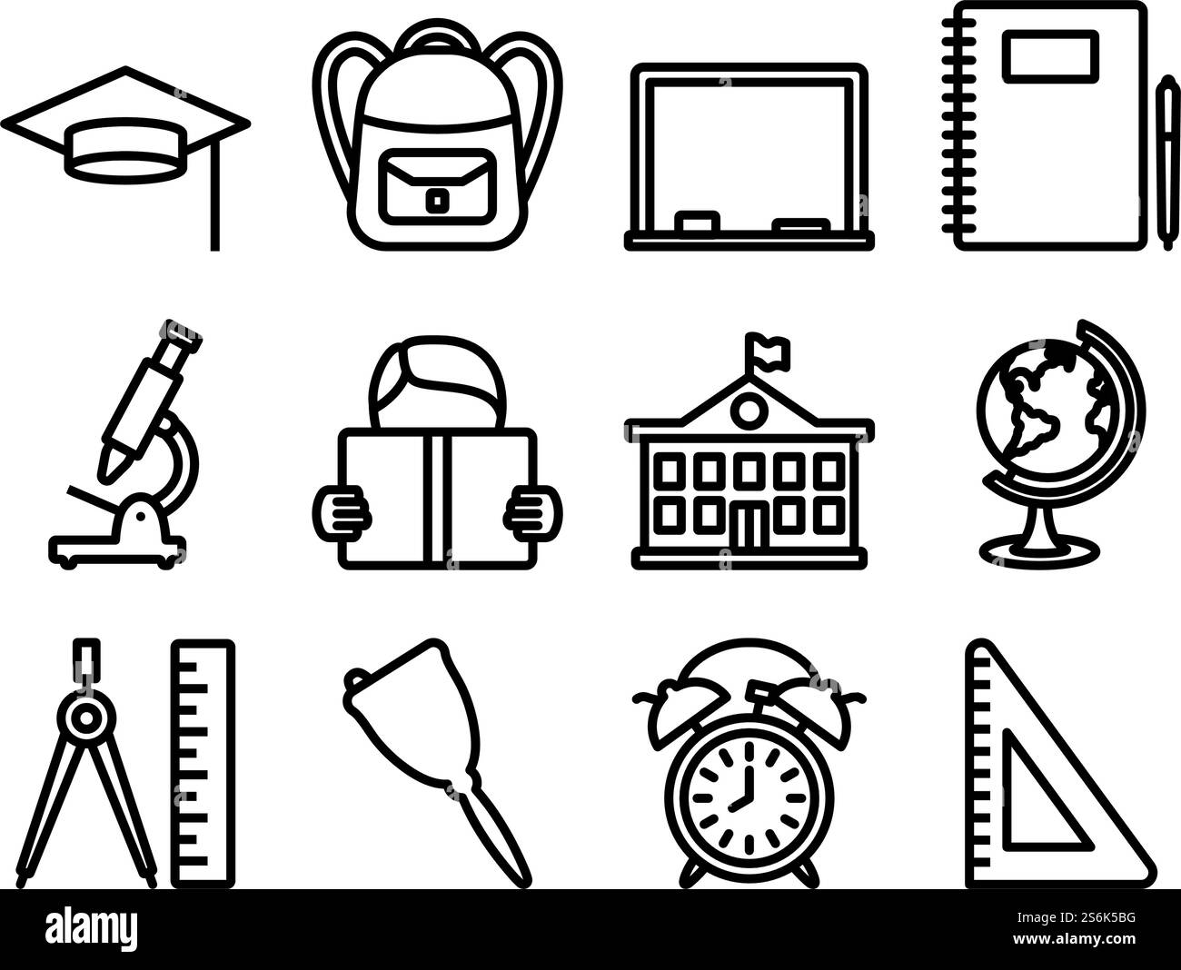 Ensemble d'icônes d'école. Conception de contour gras modifiable. Illustration vectorielle. Illustration de Vecteur