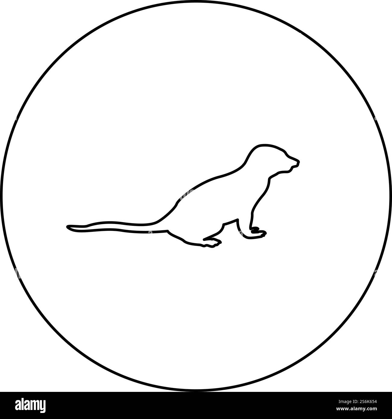 Suricate en pose Suricata Suricatta silhouette en cercle rond noir illustration vectorielle contour contour image simple. Suricate en pose Suricata Suricatta silhouette en cercle rond noir illustration vectorielle de contour image de style Illustration de Vecteur