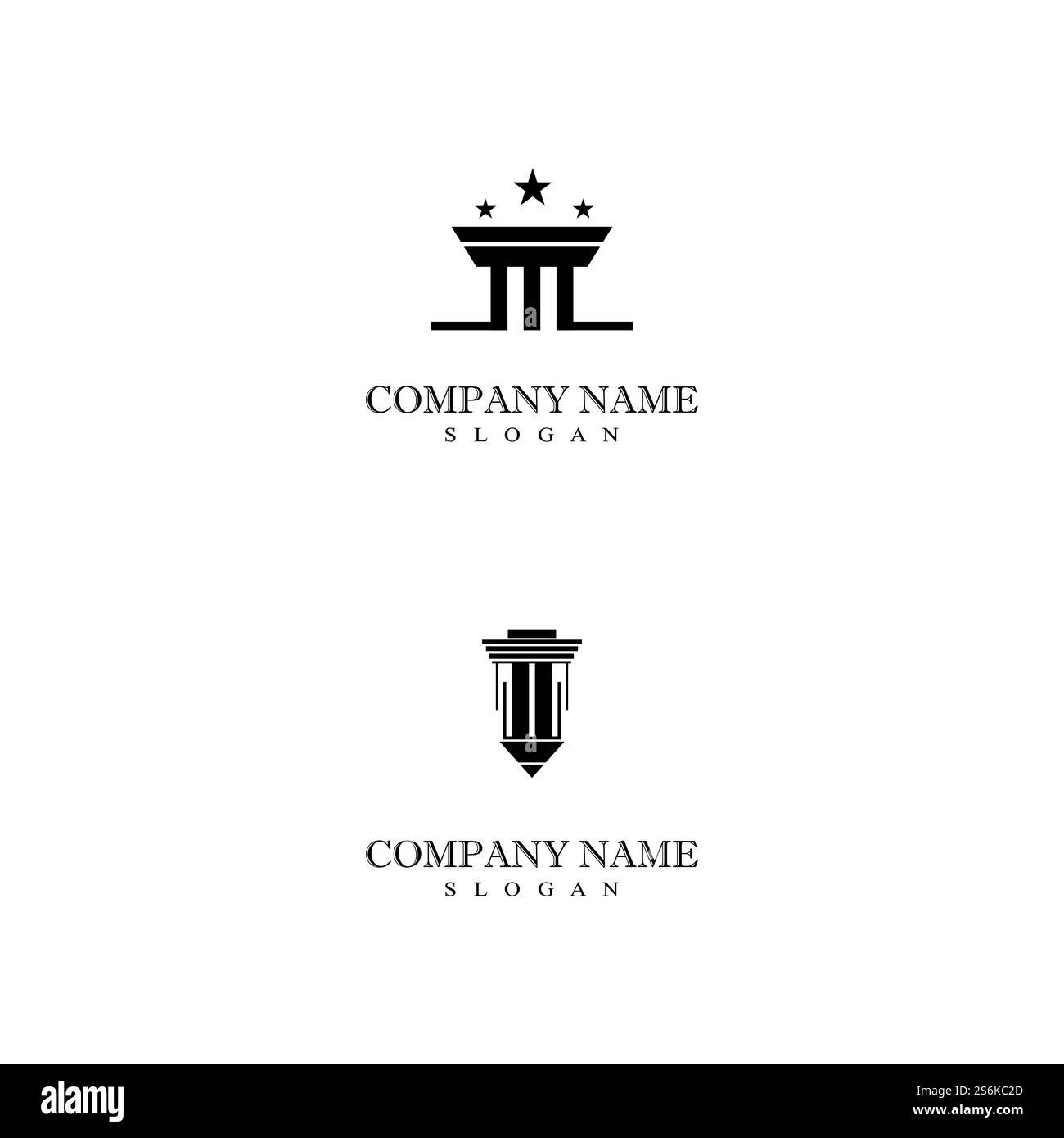 Colonnes de pilier antiques Rome grecque Athènes conception de logo bâtiment historique Illustration de Vecteur