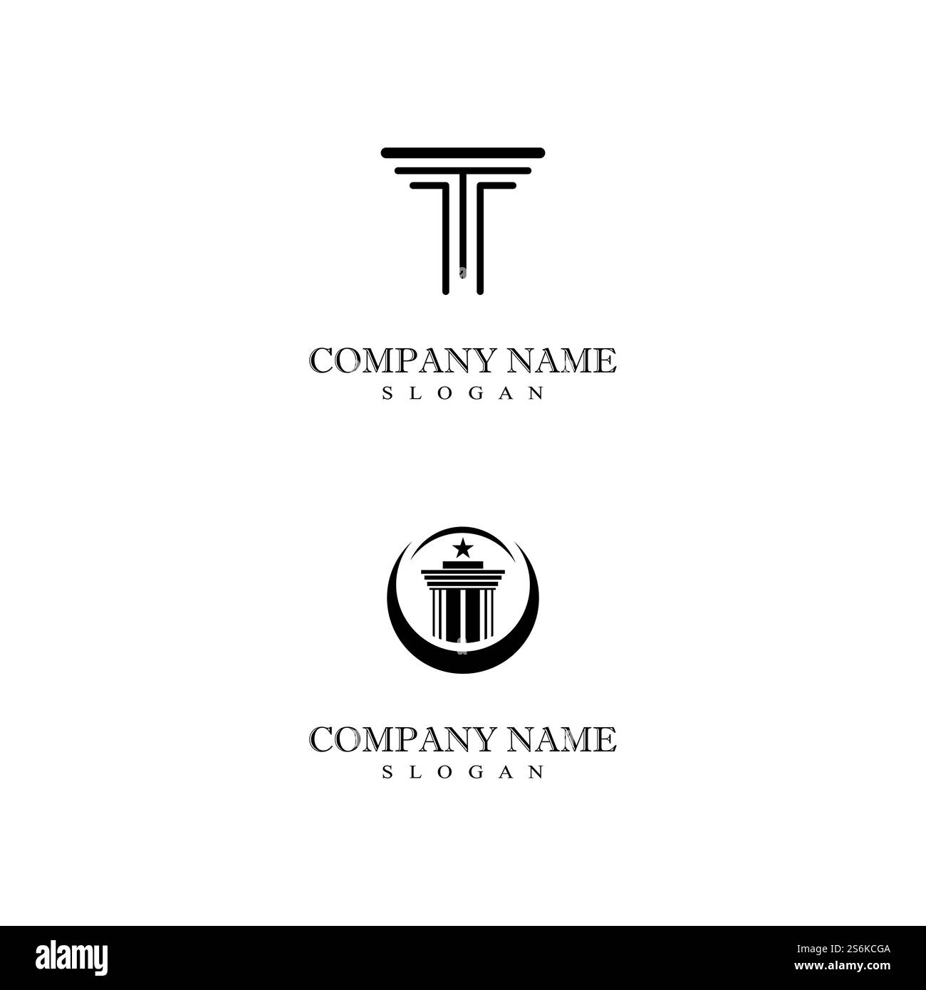 Colonnes de pilier antiques Rome grecque Athènes conception de logo bâtiment historique Illustration de Vecteur